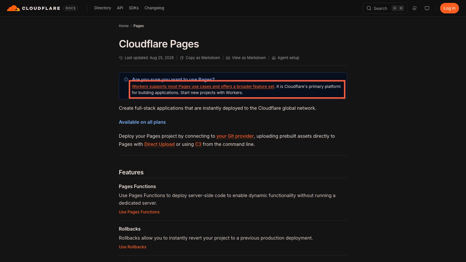 Cloudflare Pagesの公式ドキュメント