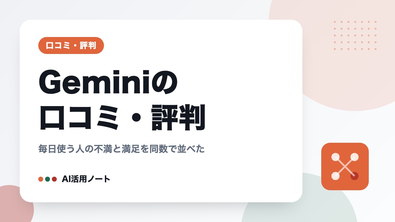 Geminiの口コミ・評判｜毎日使う人の不満と満足を同数で並べた