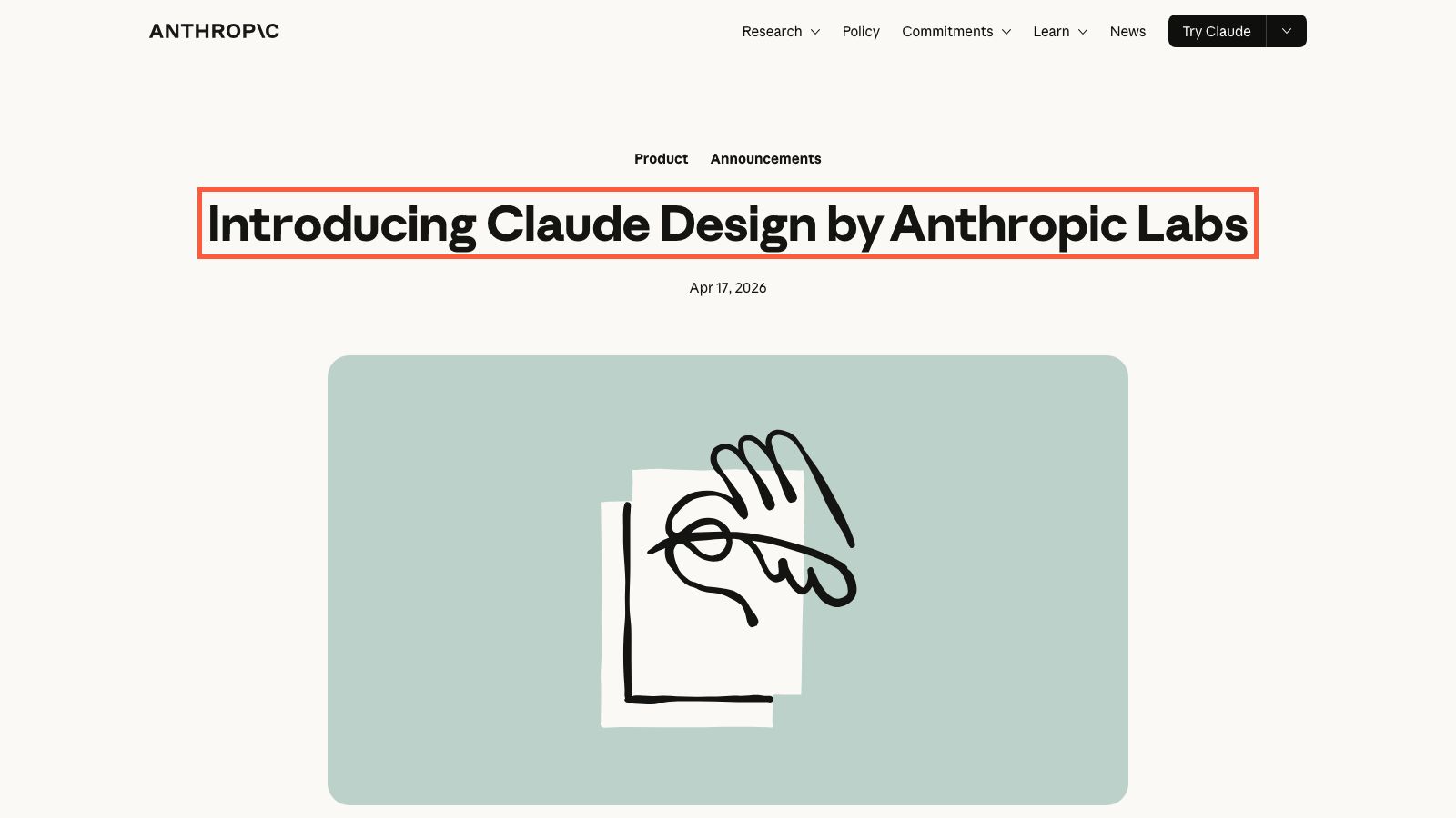Claude Designの公式発表ページ