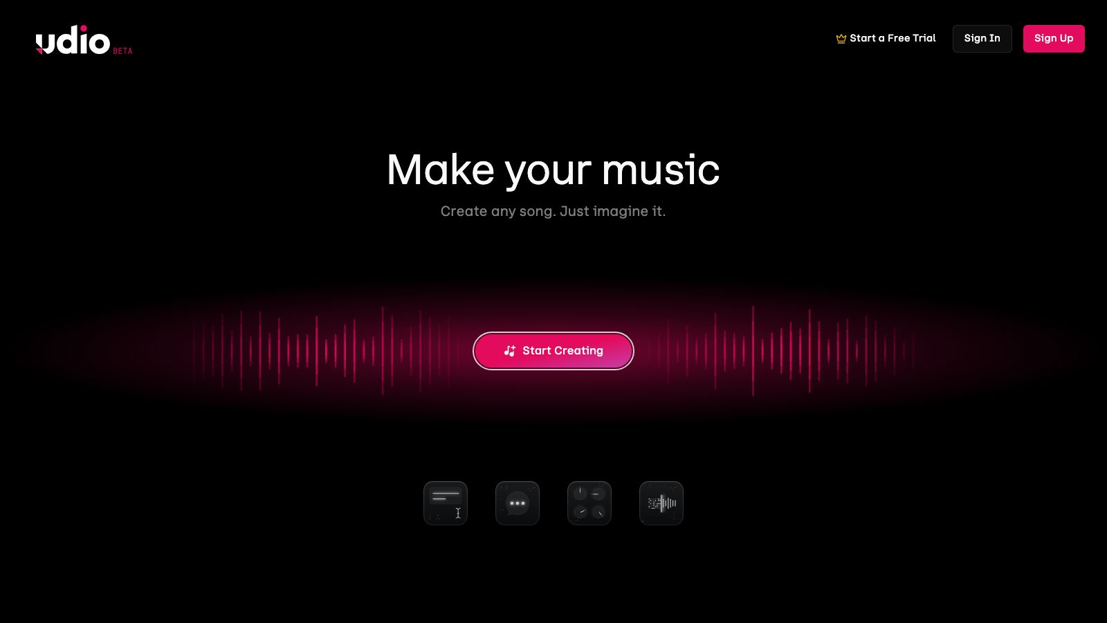 Udioの公式トップページ